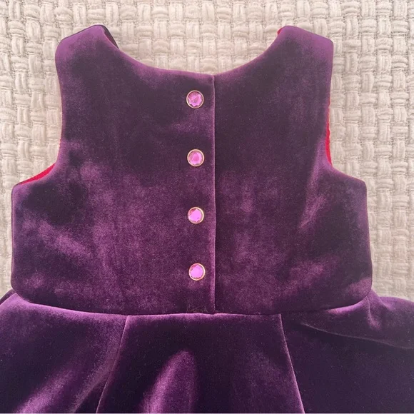 Purple Velvet Kids Dress - Picture 5 of 6